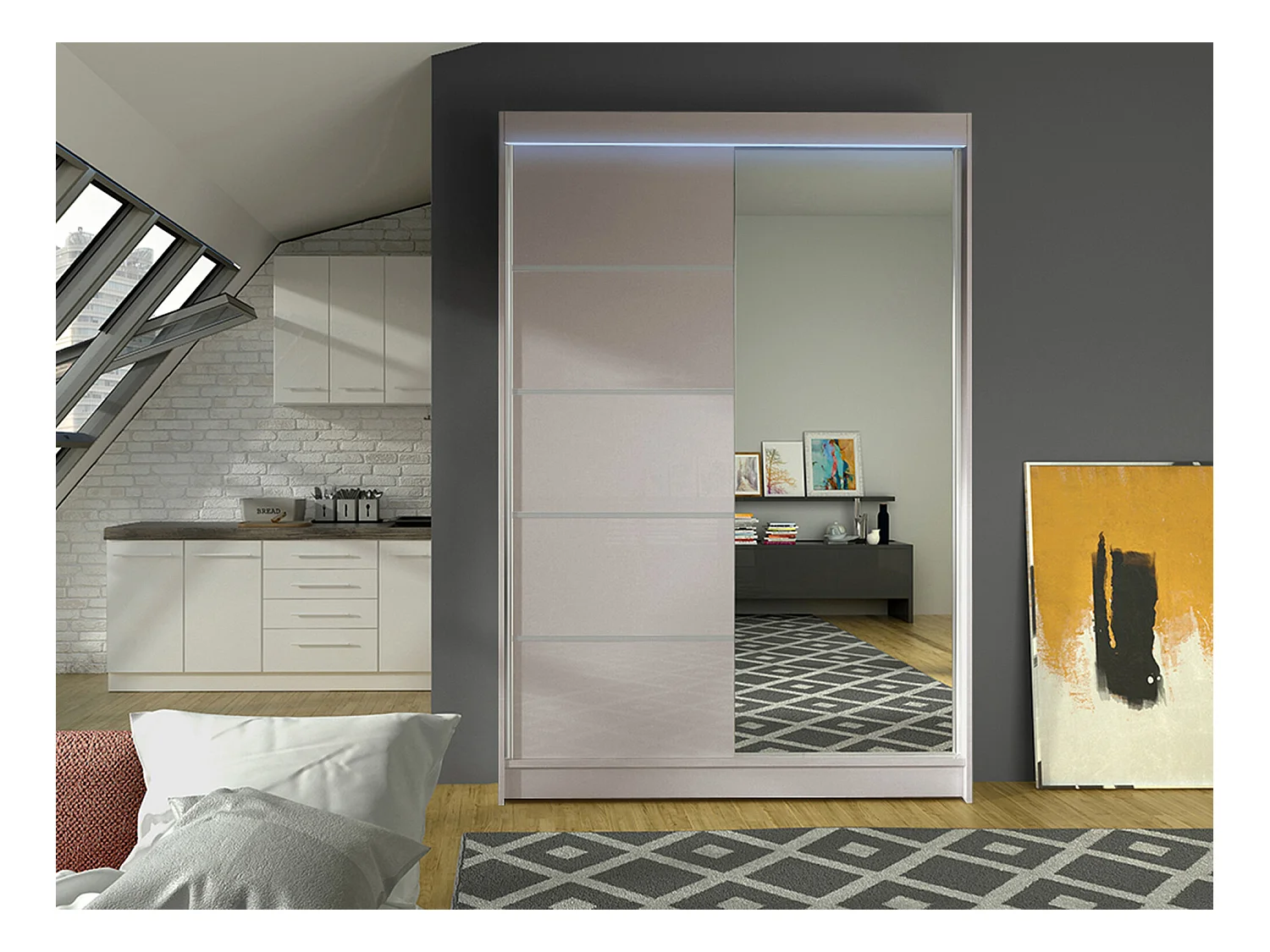 Armoire Closico 149, Cachemire, 200x120x58cm, Portes d'armoire: Coulissantes