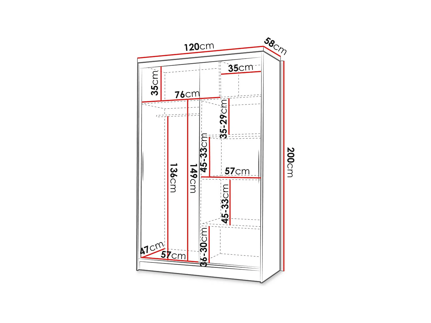 Armoire Closico 149, Cachemire, 200x120x58cm, Portes d'armoire: Coulissantes