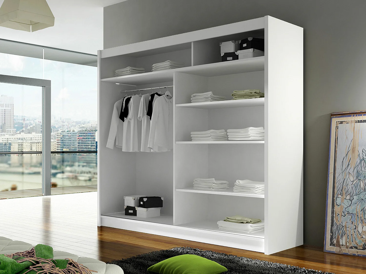 Armoire Closico 138, Cachemire, 215x180x58cm, Portes d'armoire: Coulissantes