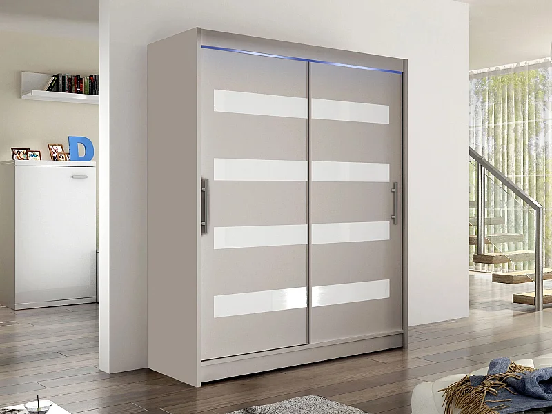 Armoire Closico 113, Cachemire, 200x150x58cm, Portes d'armoire: Coulissantes