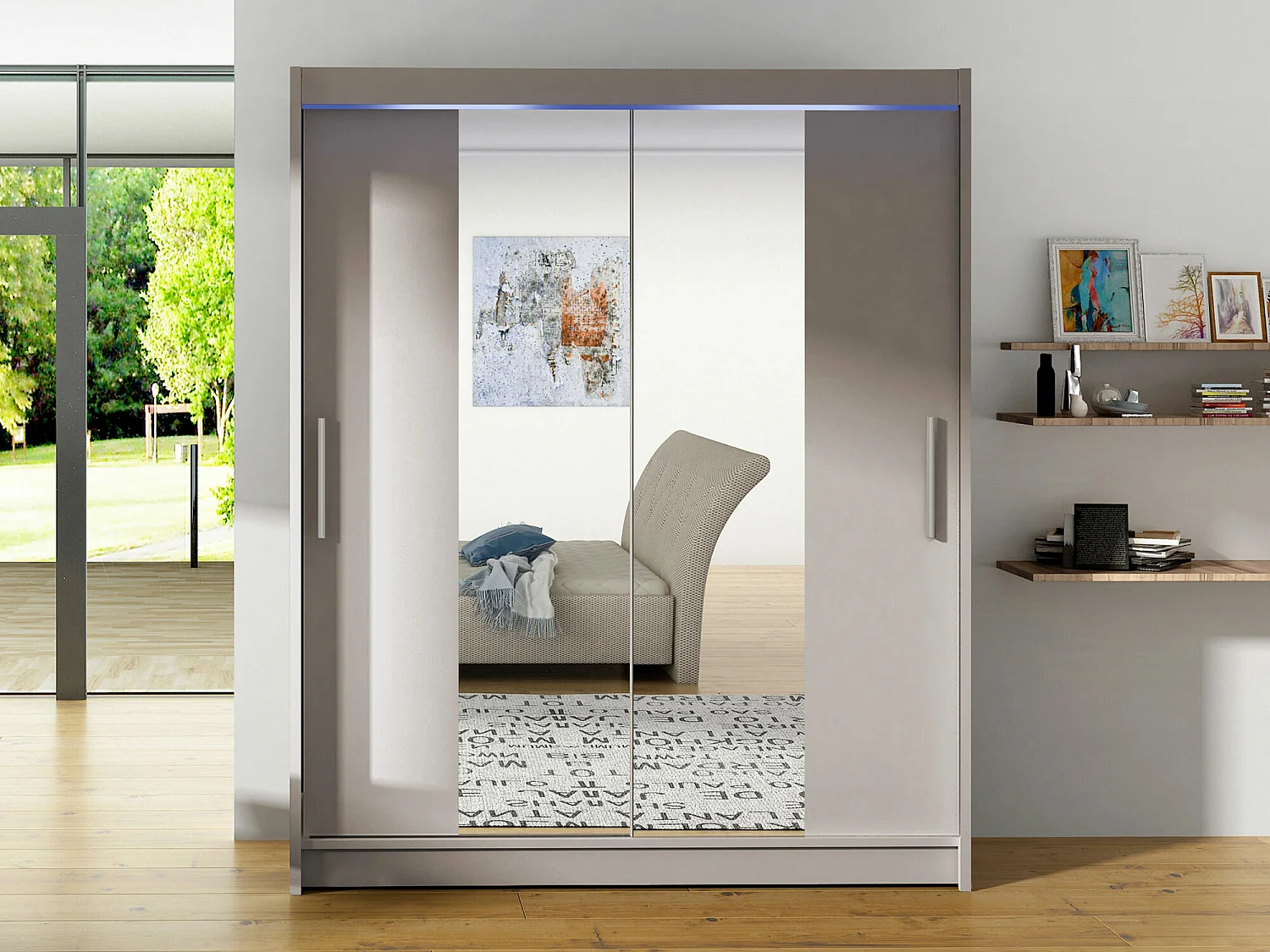 Armoire Closico 132, Cachemire, 200x150x58cm, Portes d'armoire: Coulissantes