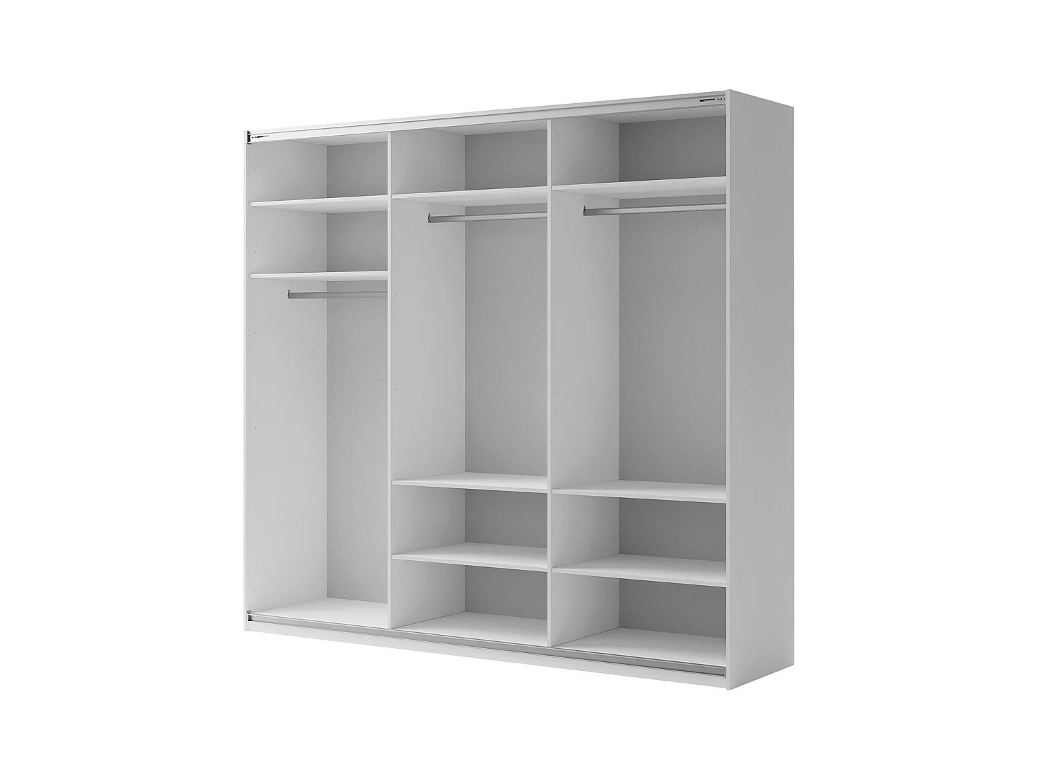 Armoire Fresno 160, Blanc, 235x260x69cm, Portes d'armoire: Coulissantes