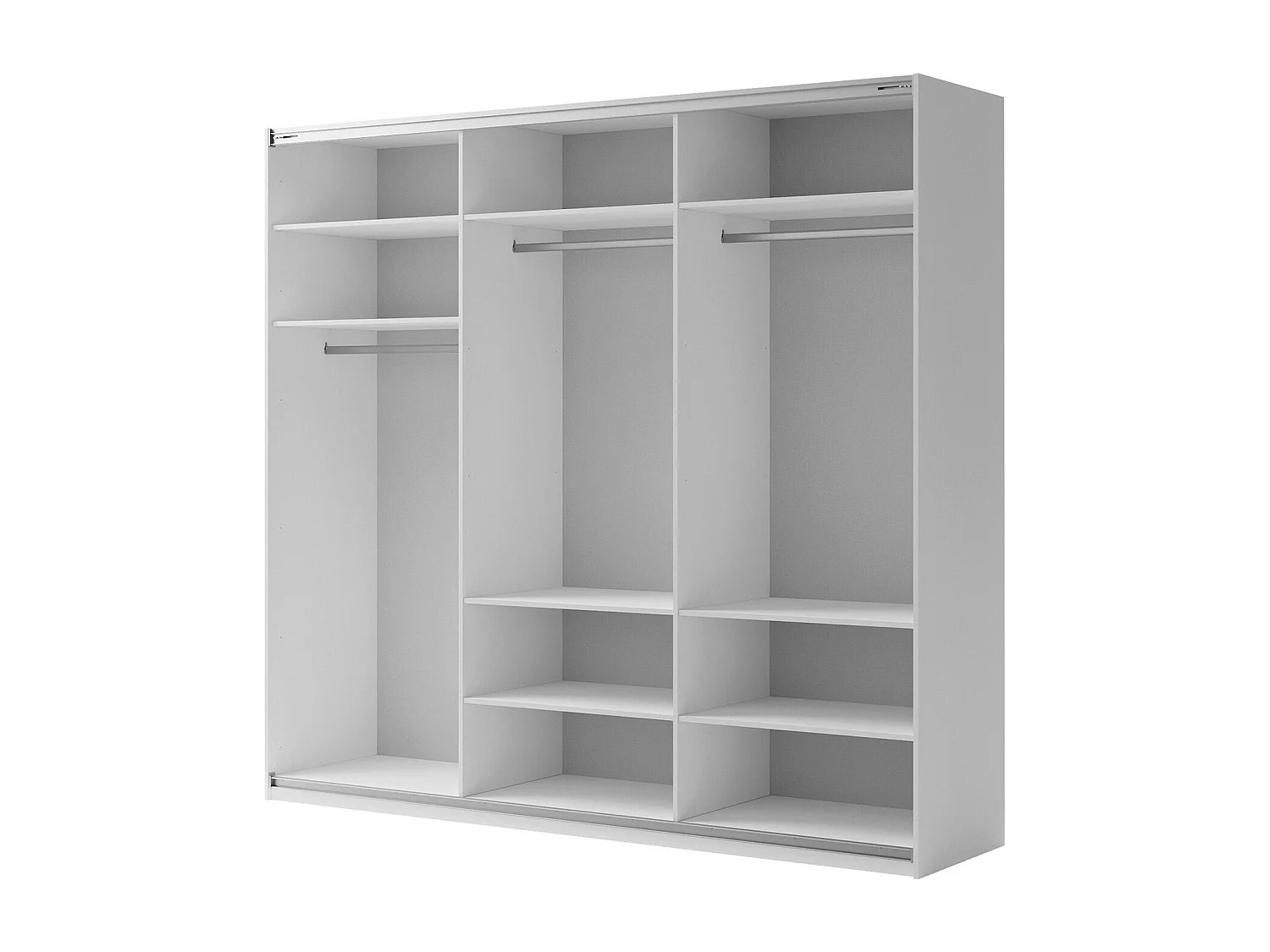 Armoire Fresno 160, Blanc, 235x260x69cm, Portes d'armoire: Coulissantes