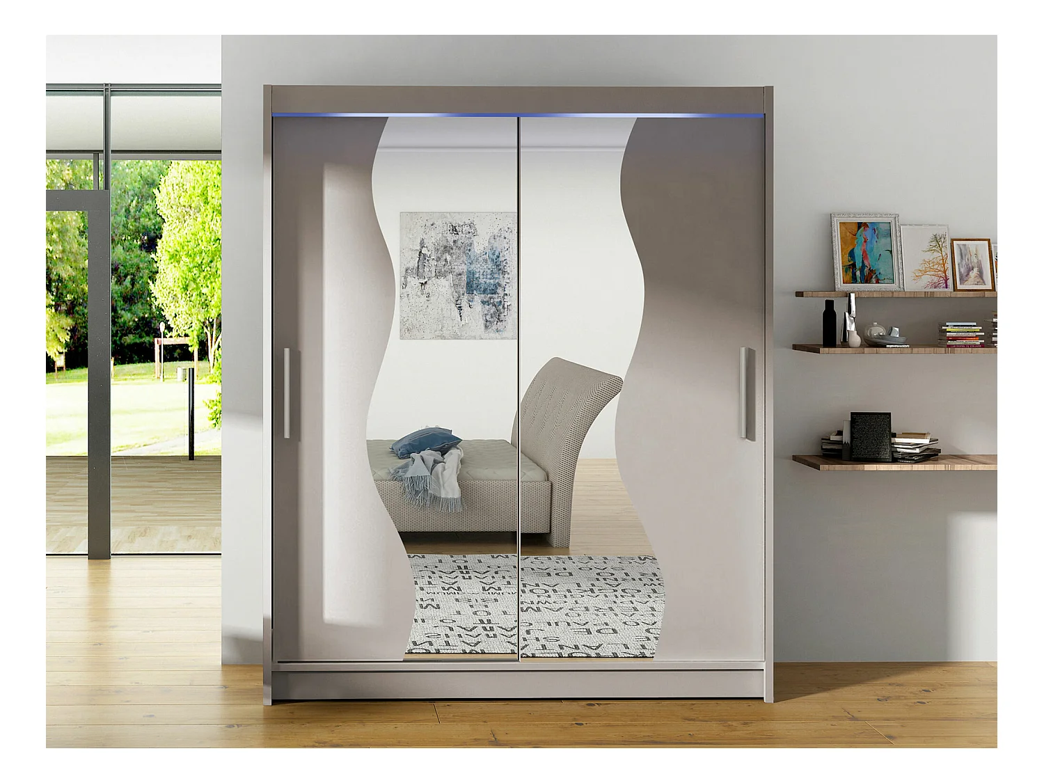 Armoire Closico 134, Cachemire, 200x150x58cm, Portes d'armoire: Coulissantes