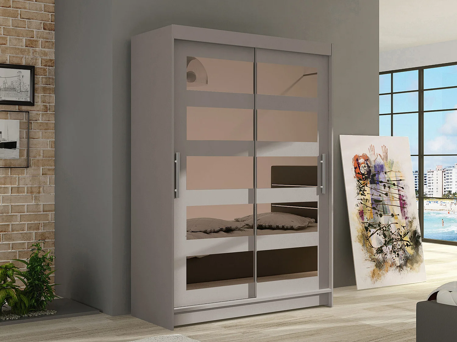 Armario Closico 111, Cachemira, 200x120x58cm, Puertas de armario: Correderas