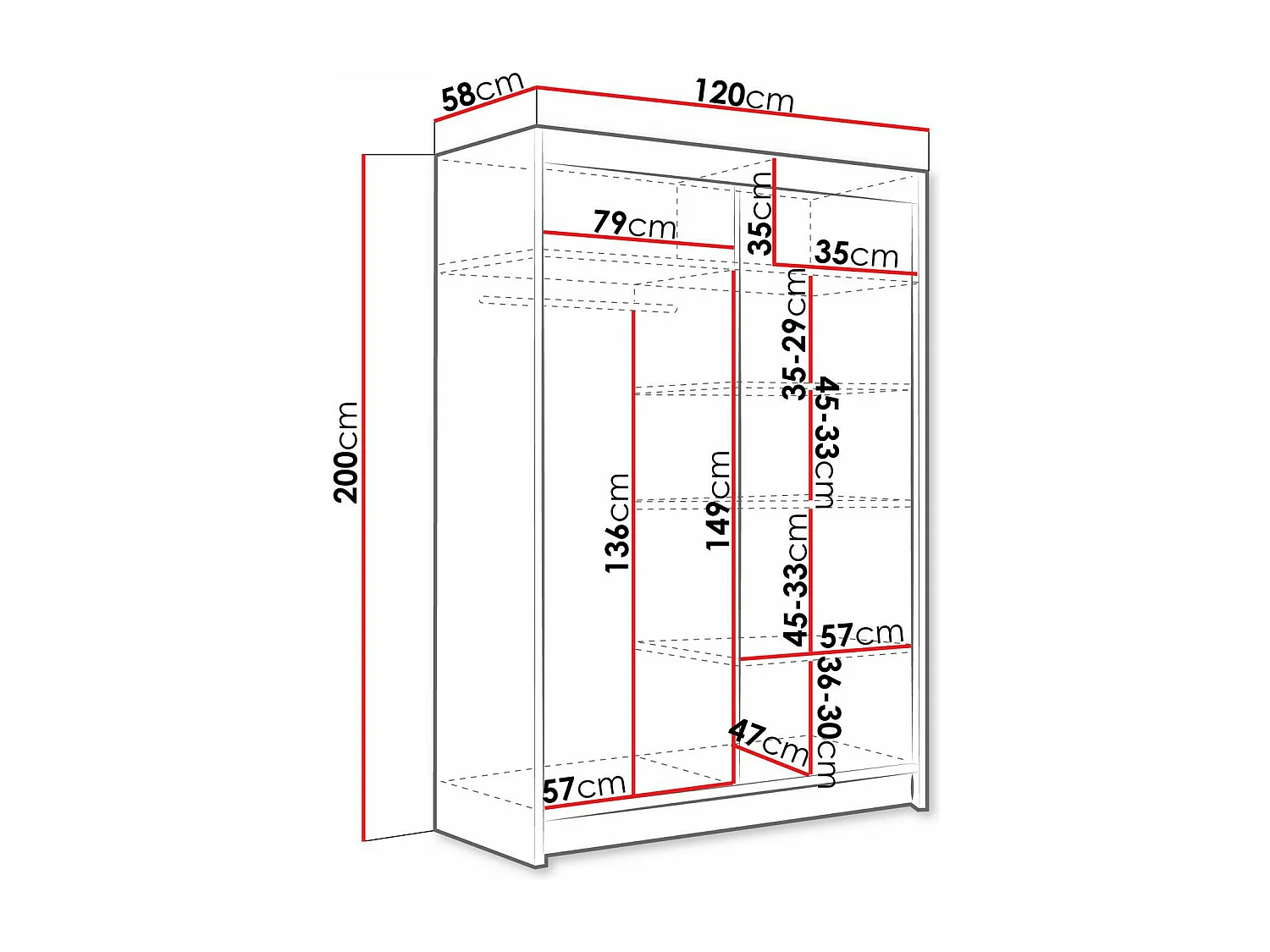 Armario Closico 111, Cachemira, 200x120x58cm, Puertas de armario: Correderas