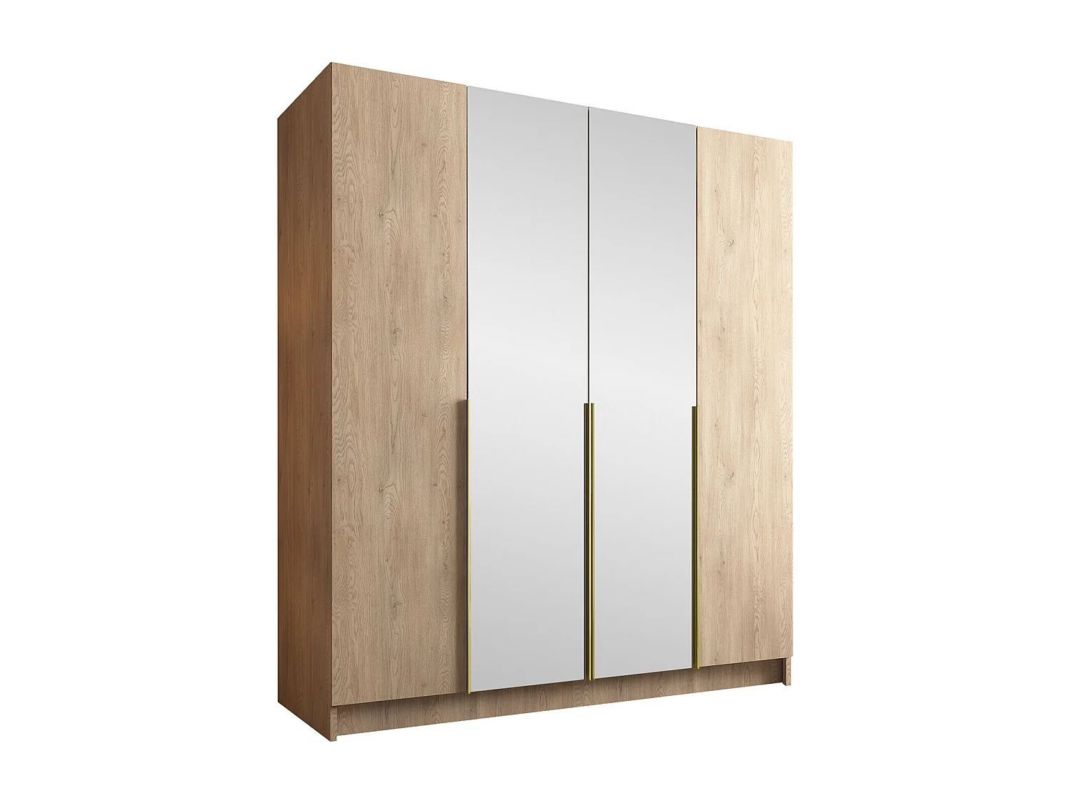 Armario Closico 191, Luminoso madera|Dorado, 215x200x58cm