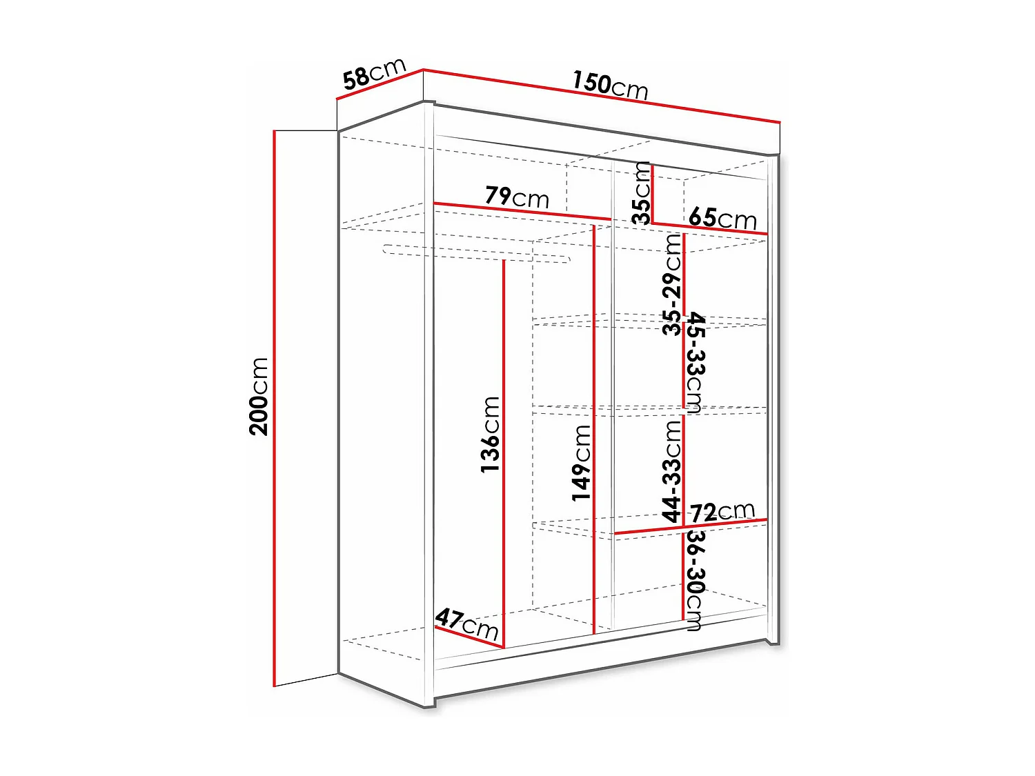 Armoire Closico 121, Cachemire, 200x150x58cm, Portes d'armoire: Coulissantes