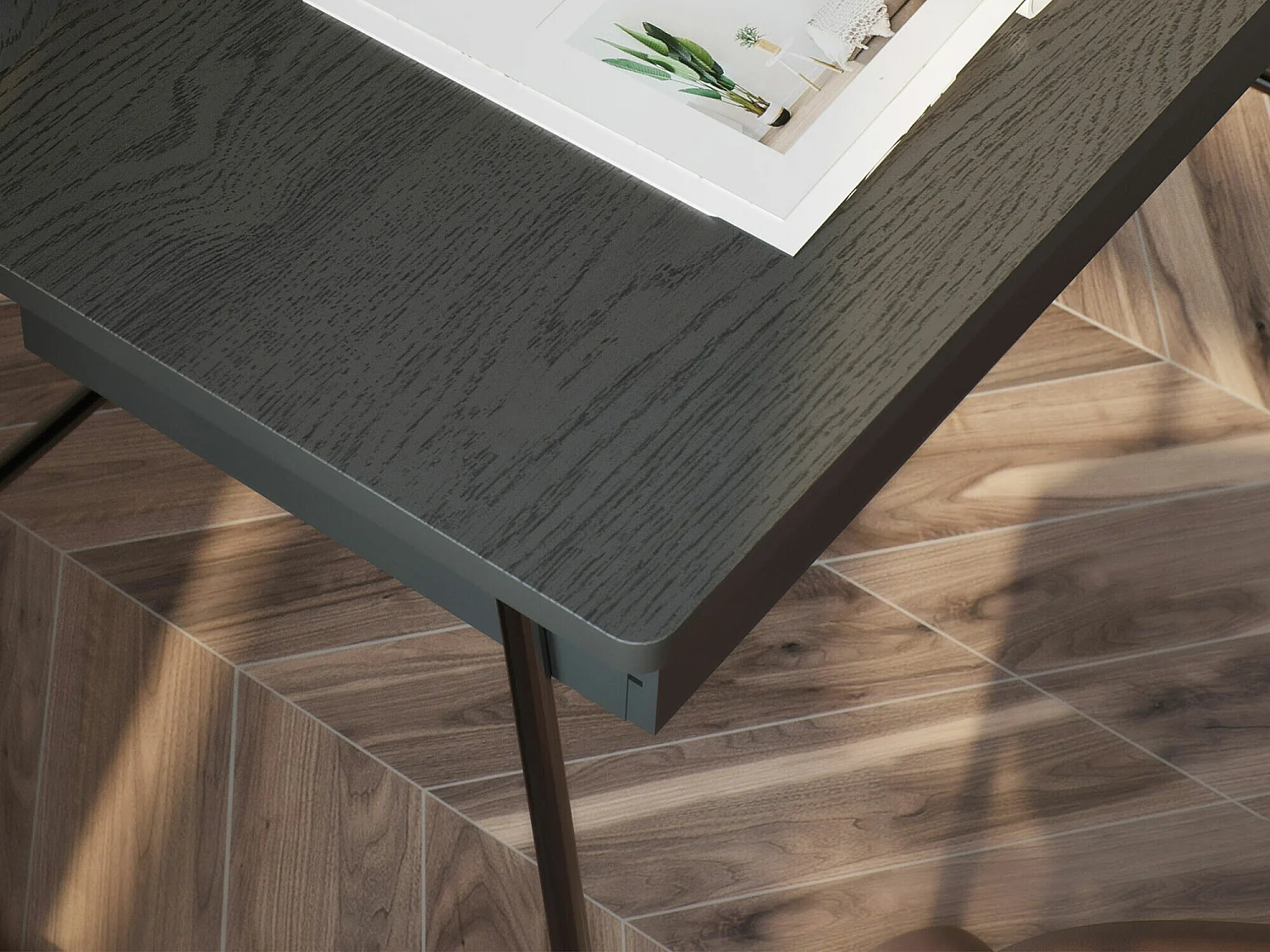 Bureau Fresno 161, Avec tiroirs, 77x135x67cm, Noir