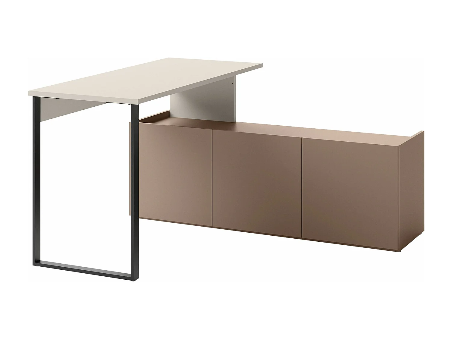Bureau Delruvi 110, Avec des portes, 77x125x55cm, Truffe|Noir|Cachemire