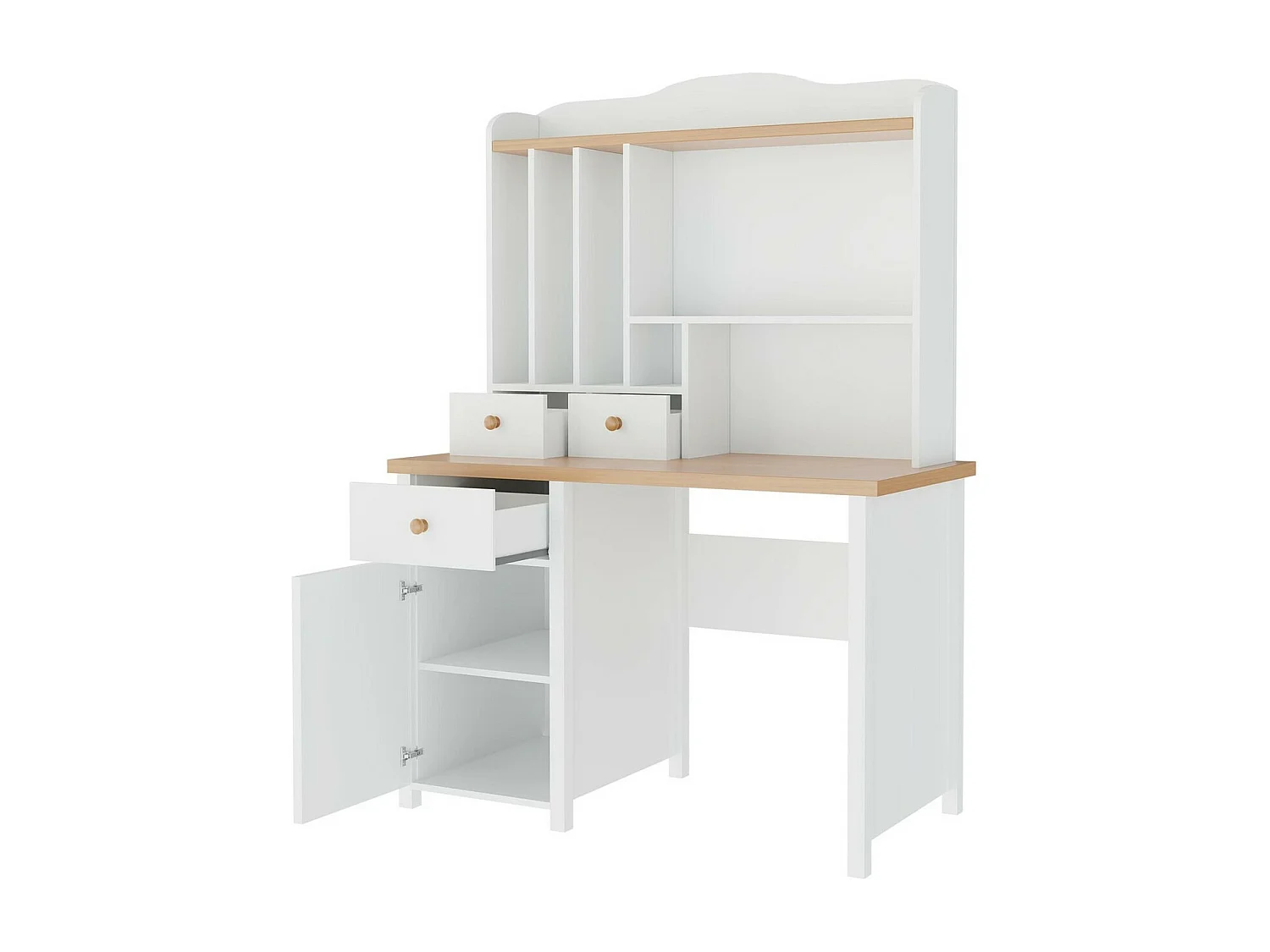 Bureau Romelbo 119, Avec des portes|Avec tiroirs, 76x110x52cm, Chêne|Blanc