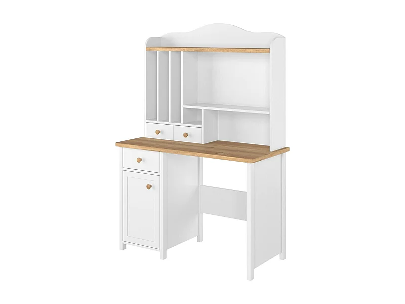 Bureau Romelbo 119, Avec des portes|Avec tiroirs, 76x110x52cm, Chêne|Blanc