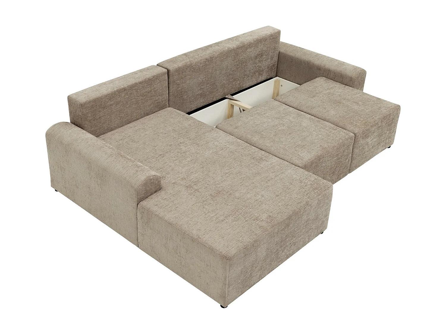 Canapé d'angle Stonecrest 105, Gris, Fonction de couchage, Boîte de literie, 258x168x85cm