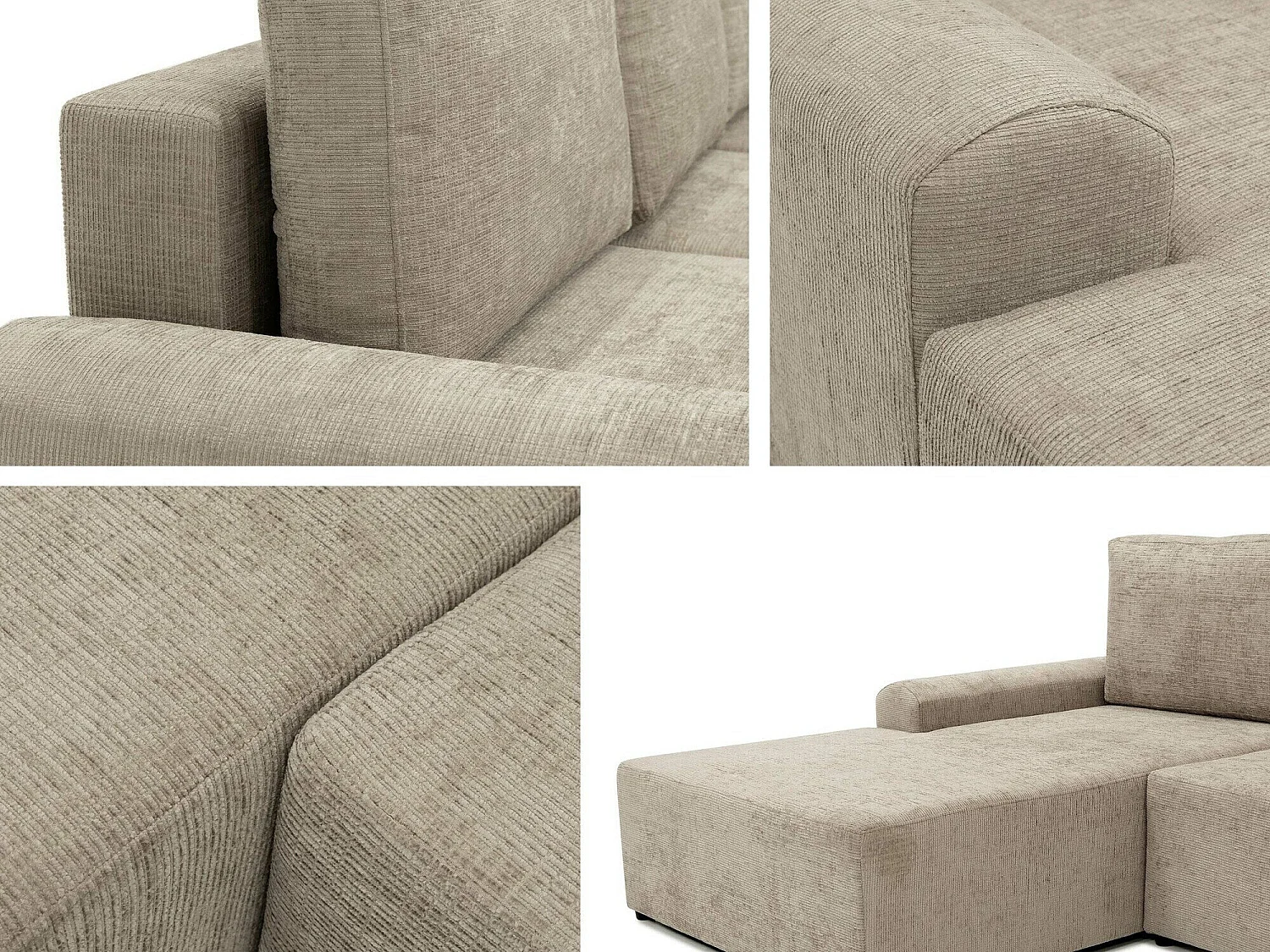 Canapé d'angle Stonecrest 105, Brun clair, Fonction de couchage, Boîte de literie, 258cm