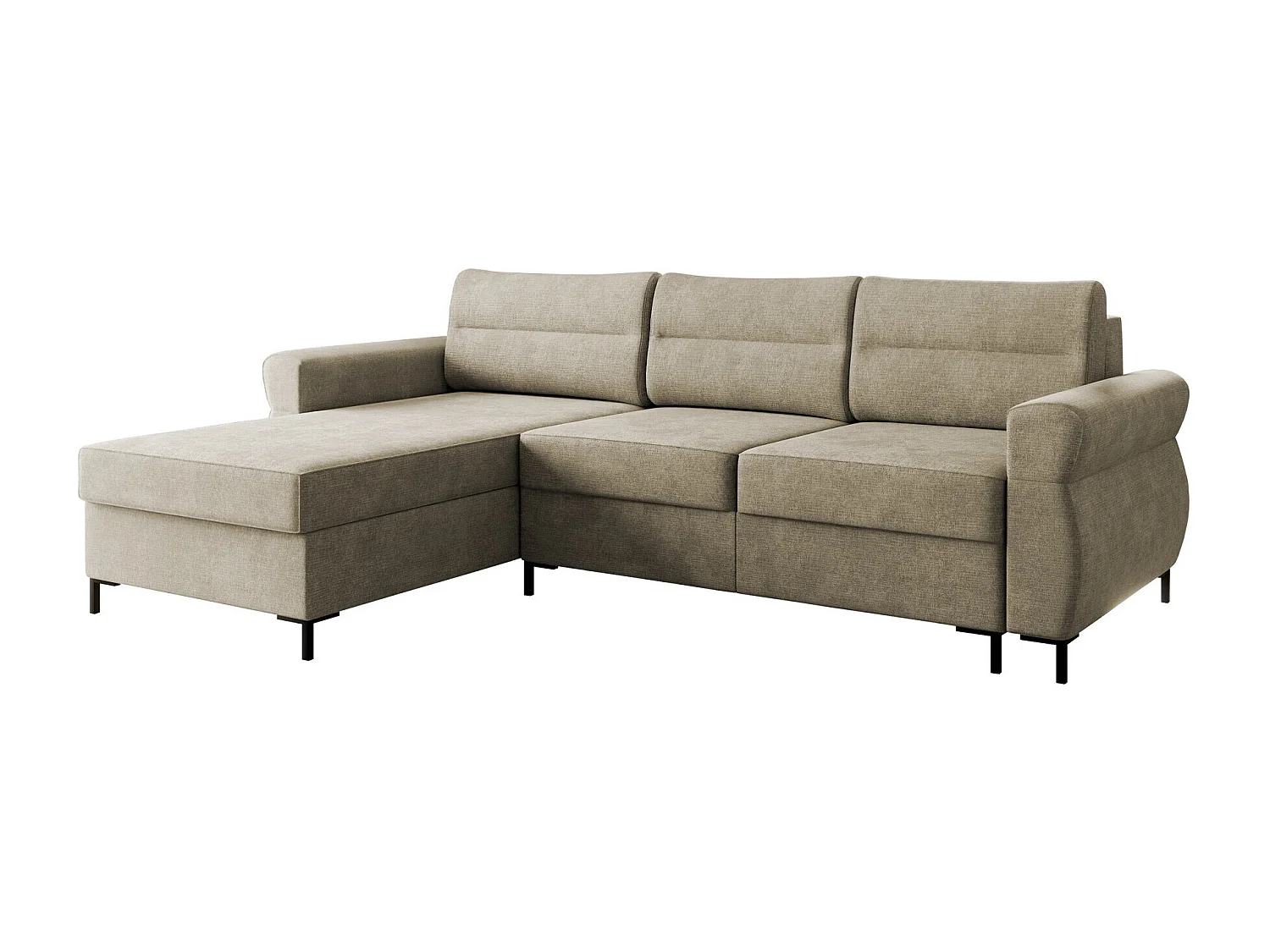 Sofá de canto Stonecrest 103, Castanho claro, Funcionalidade de dormir