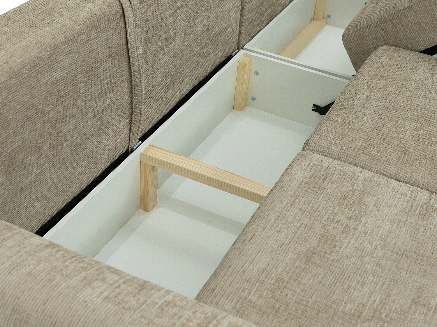 Sofá de canto Stonecrest 103, Castanho claro, Funcionalidade de dormir