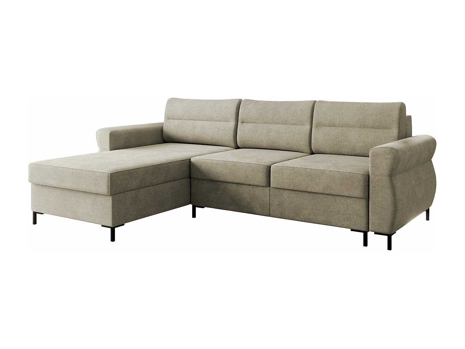 Canapé d'angle Stonecrest 103, Brun clair, Fonction de couchage, Boîte de literie, 258cm