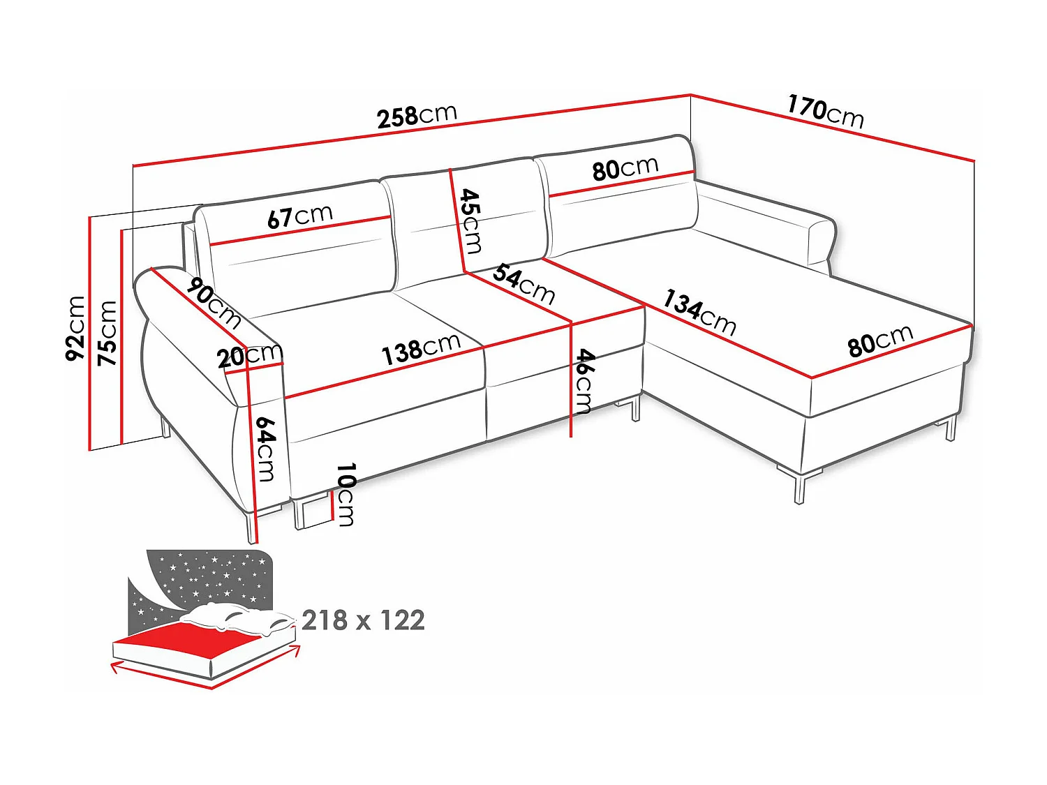 Sofá rinconero Stonecrest 103, De color marrón claro, Función de descanso, Almacenaje,