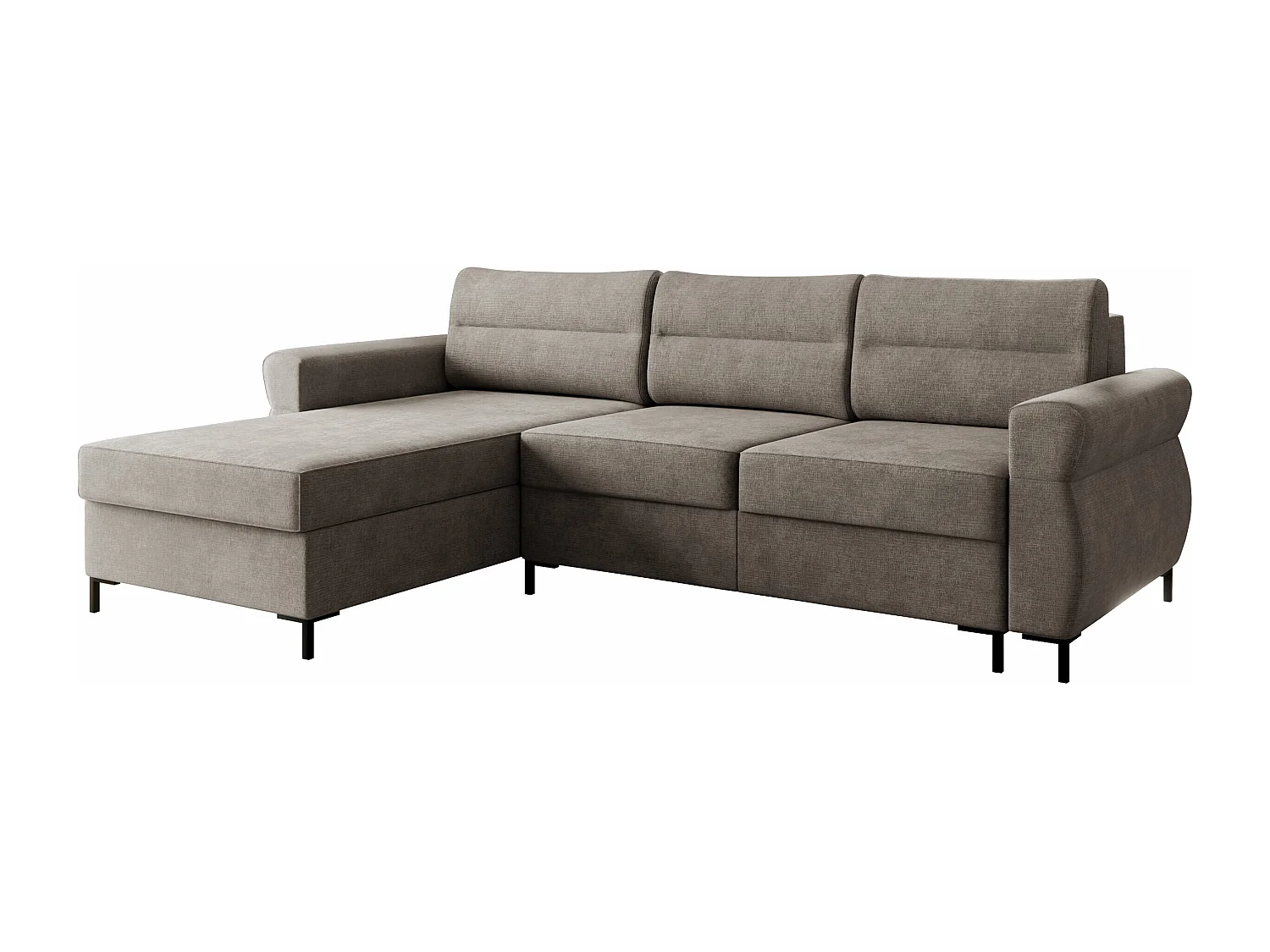 Canapé d'angle Stonecrest 103, Gris, Fonction de couchage, Boîte de literie, 258x170x92cm