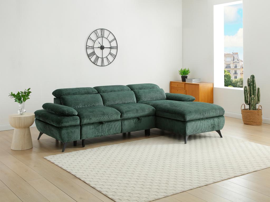 Ecksofa mit Schlaffunktion mit Bettkasten - Ecke rechts - Strukturstoff - G günstig online kaufen