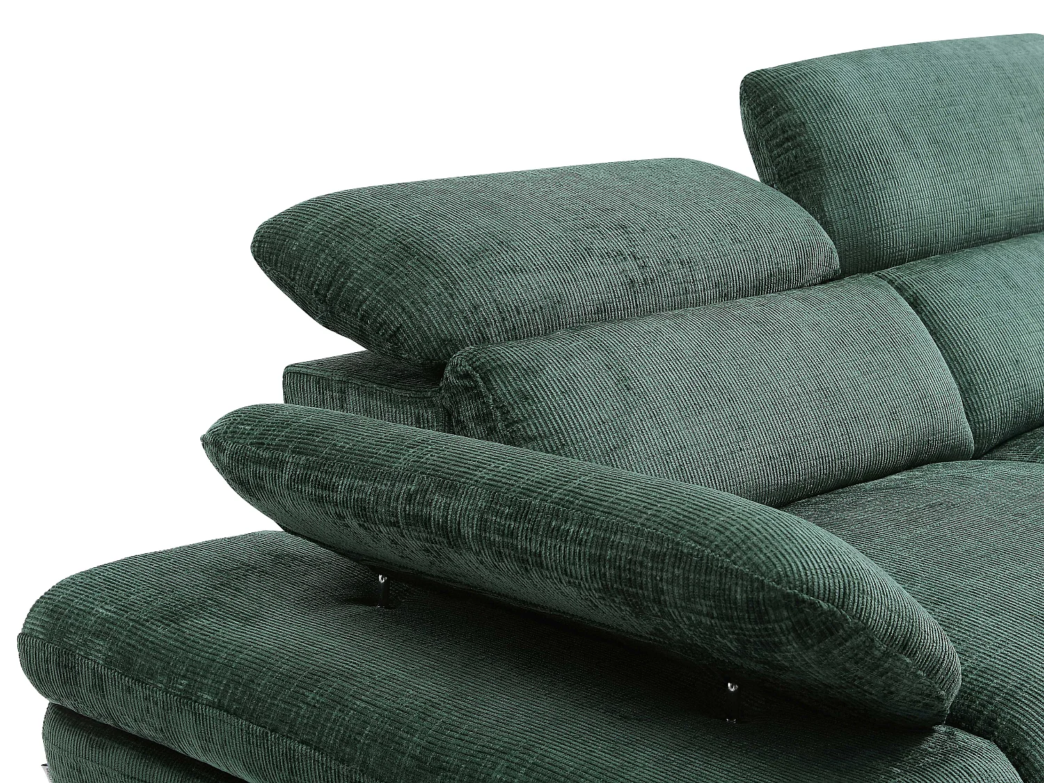 Canapé d'angle droit convertible en tissu texturé vert SURDELI