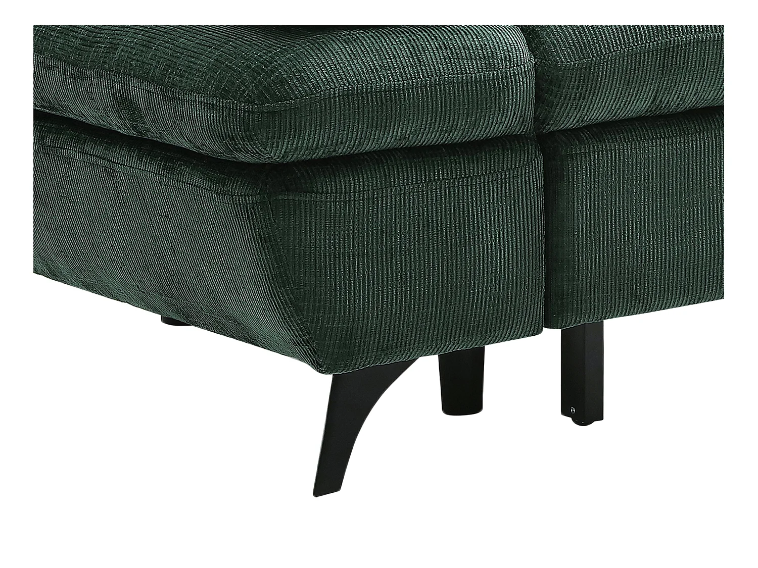 Højrevendt sovesofa i textureret stof med grøn opbevaringsskuffe MORAVA