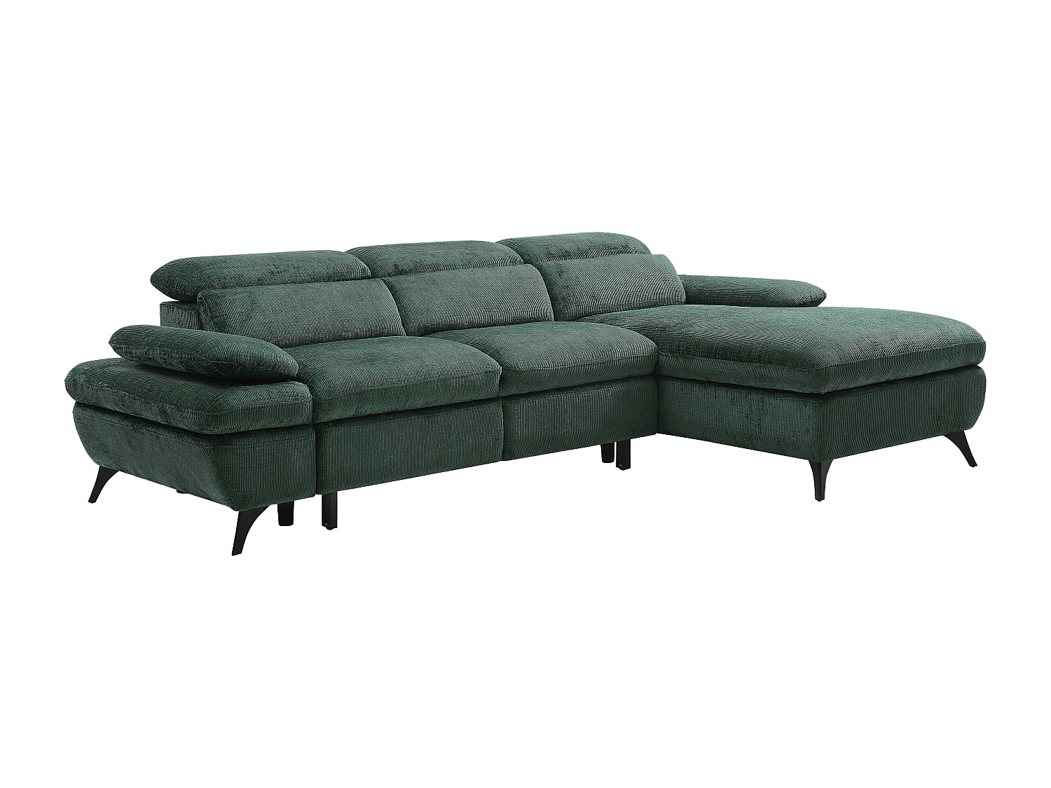 Ecksofa mit Schlaffunktion - Ecke rechts - Strukturstoff - Grün - SURDELI günstig online kaufen