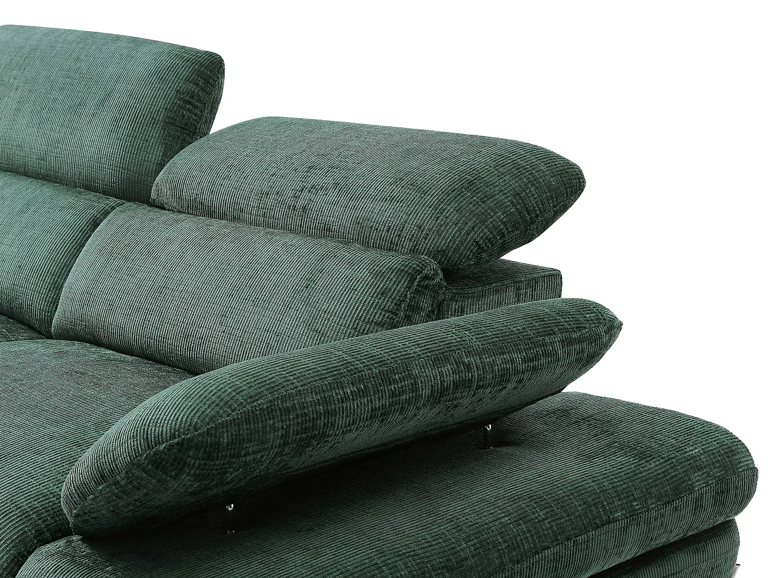 Canapé d'angle gauche convertible en tissu texturé vert SURDELI