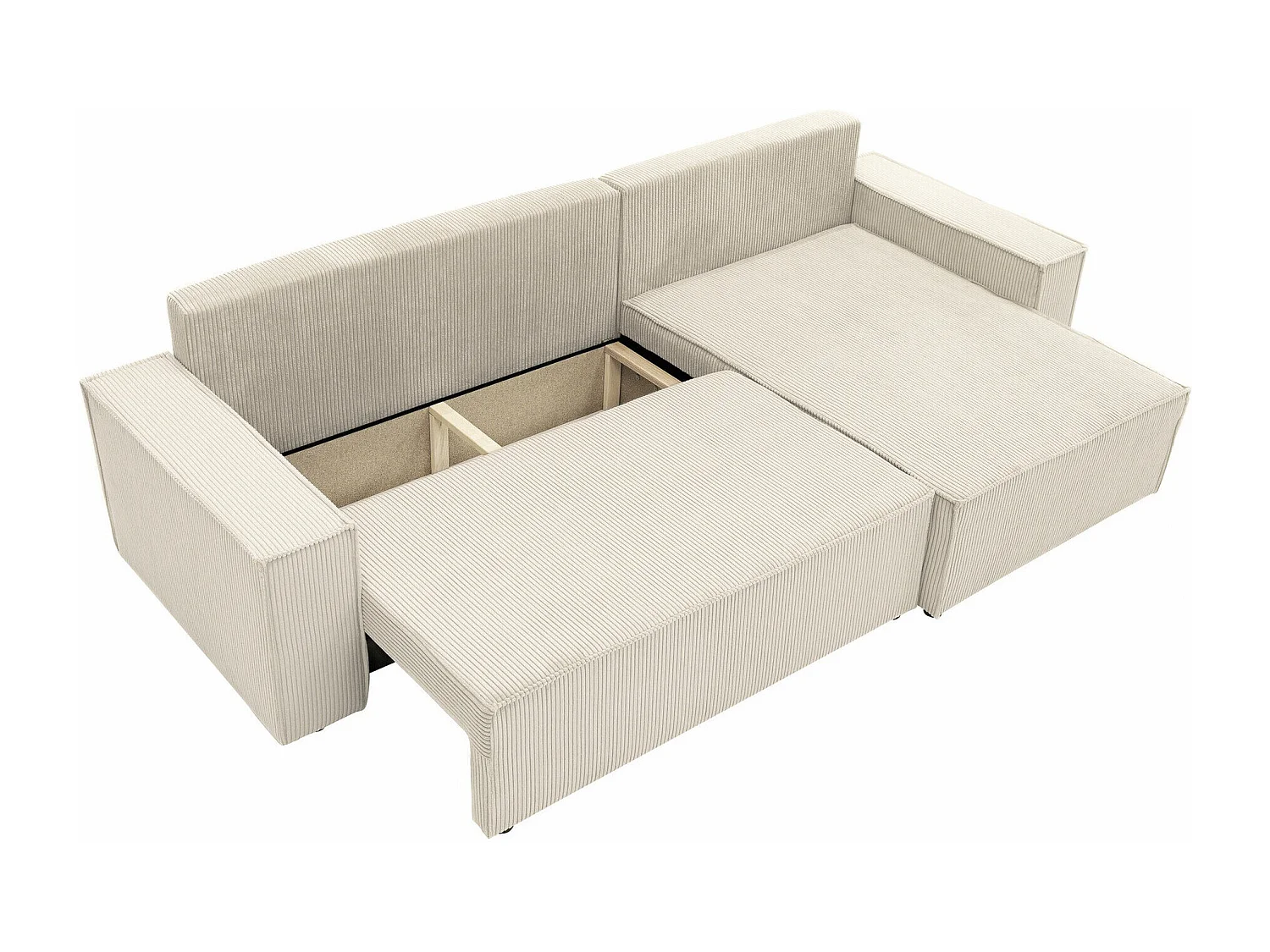 Sofá de canto Shelton 107, Castanho claro, Funcionalidade de dormir