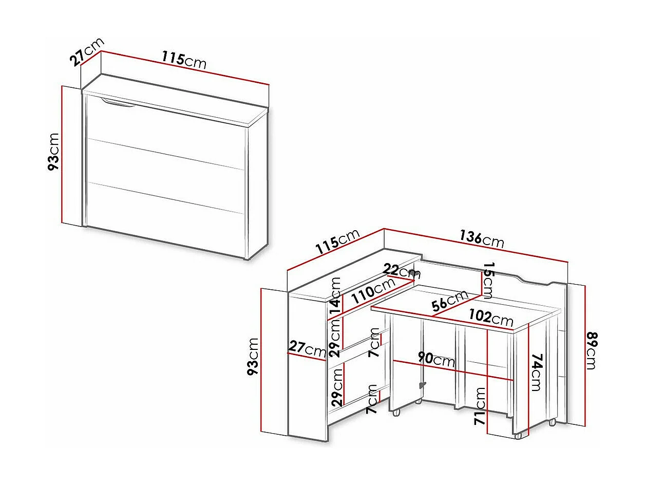 Bureau d'angle Concept Pro Lenart Levfere 158, Angulaire, 93x136x115cm, Gris