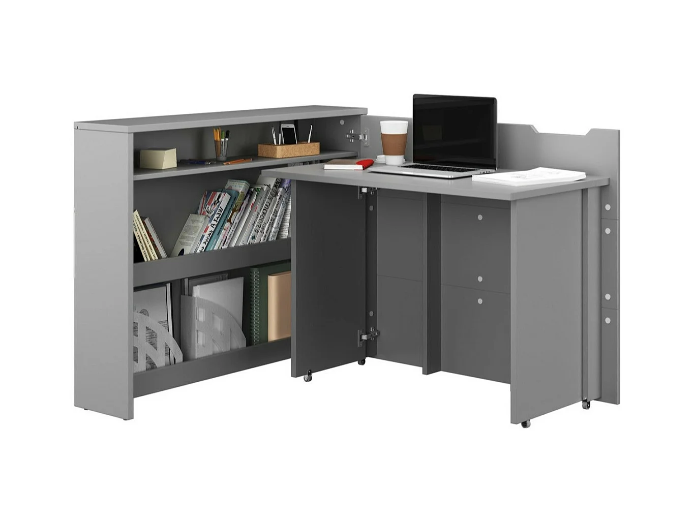 Bureau d'angle Concept Pro Lenart Levfere 158, Angulaire, 93x136x115cm, Gris
