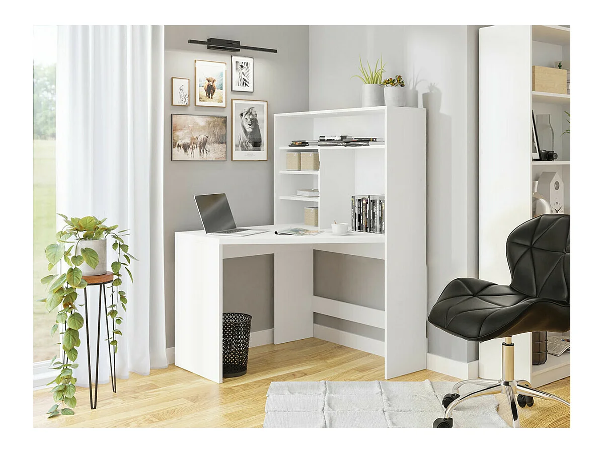 Bureau d'angle Bedford 101, Angulaire, 75x101x96cm, Blanc