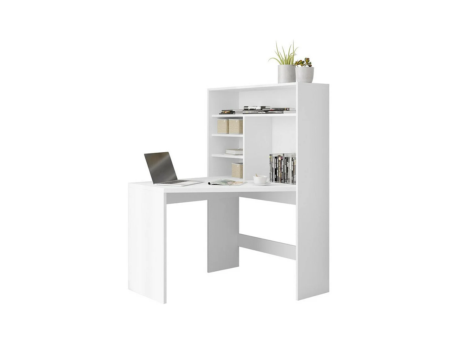 Bureau d'angle Bedford 101, Angulaire, 75x101x96cm, Blanc