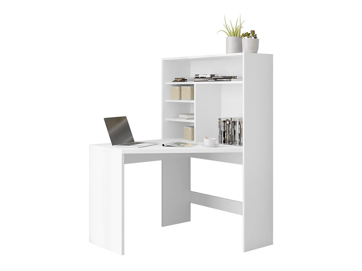 Bureau d'angle Bedford 101, Angulaire, 75x101x96cm, Blanc