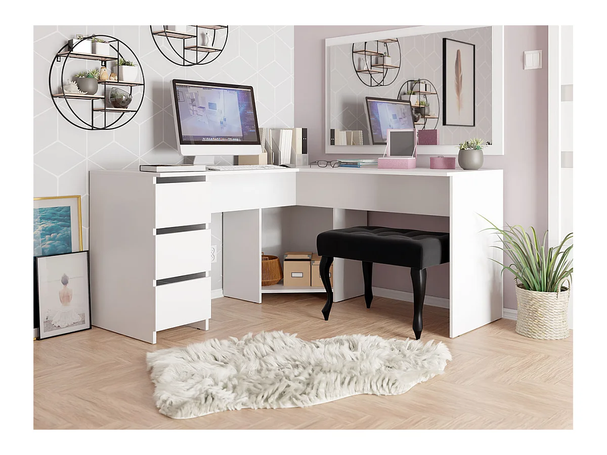 Bureau d'angle Comfivo 391, Avec tiroirs, Nombre de tiroirs: 3, 74x142x142cm, Blanc