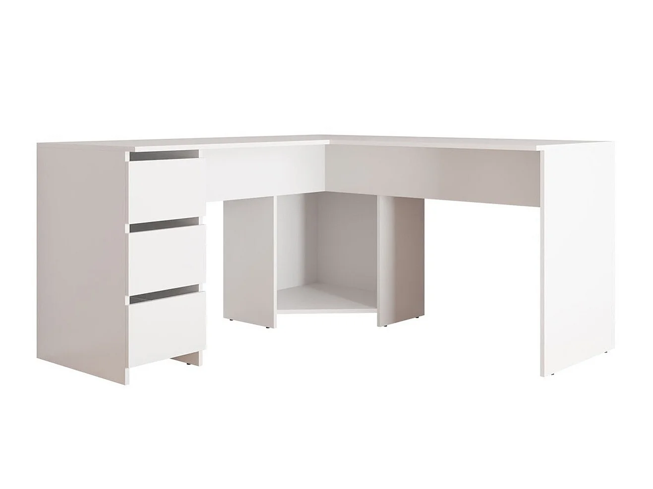 Bureau d'angle Comfivo 391, Avec tiroirs, Nombre de tiroirs: 3, 74x142x142cm, Blanc