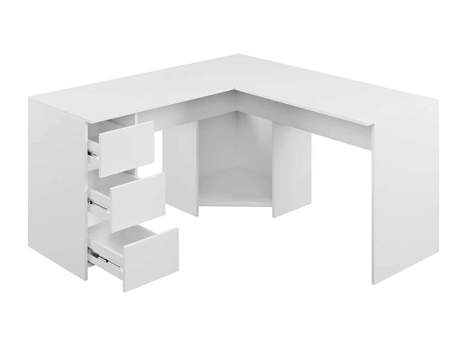 Bureau d'angle Comfivo 391, Avec tiroirs, Nombre de tiroirs: 3, 74x142x142cm, Blanc