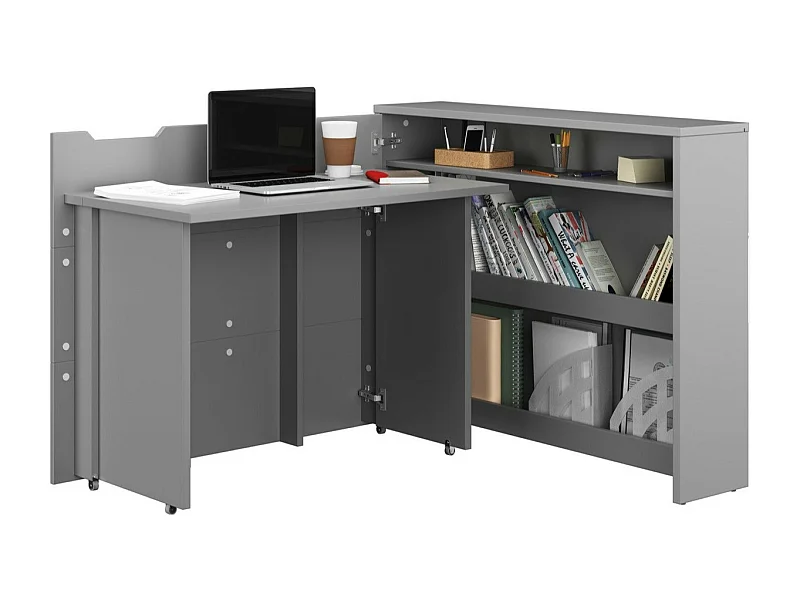 Bureau d'angle Concept Pro Lenart Levfere 158, Angulaire, 93x136x115cm, Gris