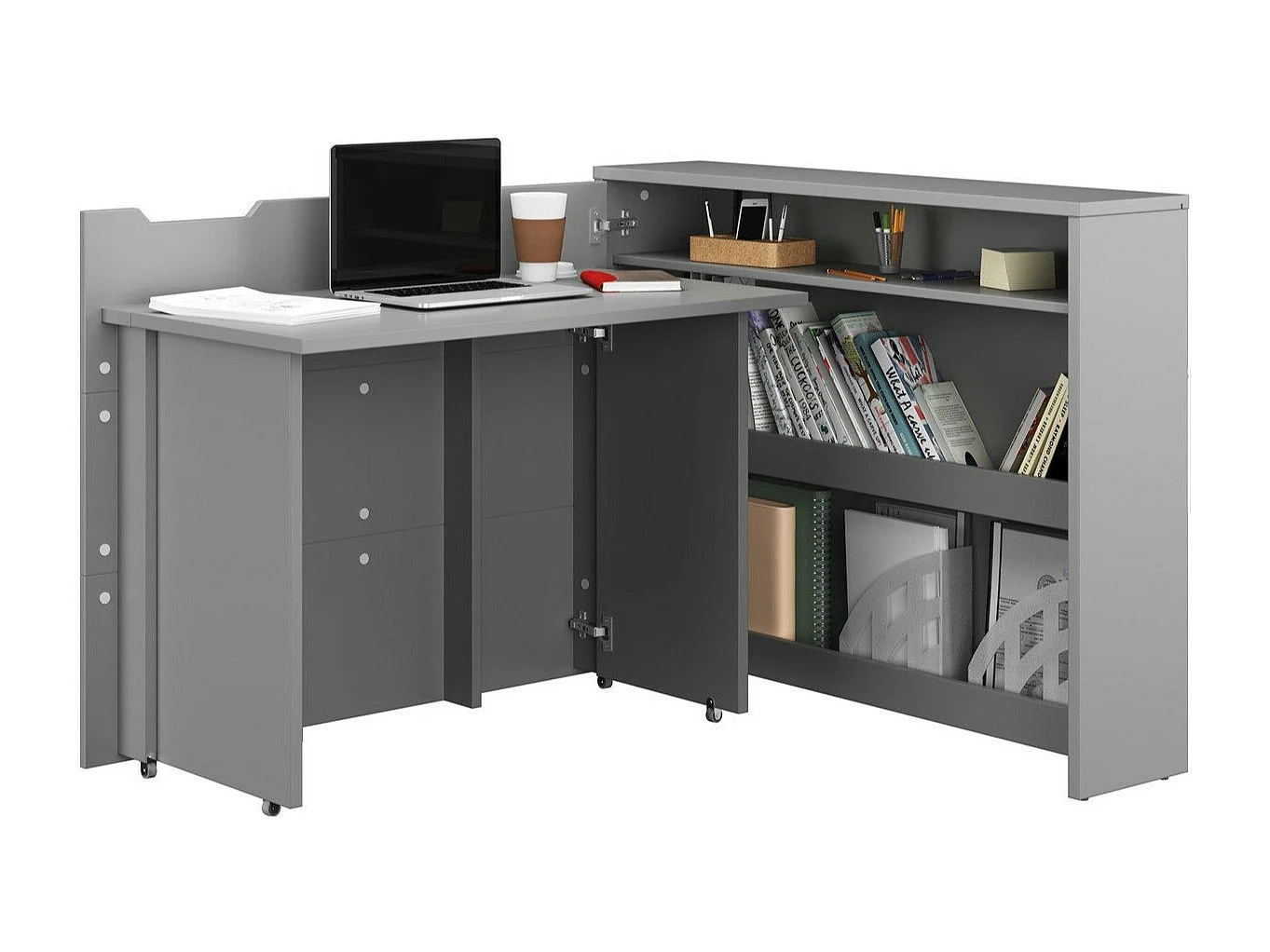 Bureau d'angle Concept Pro Lenart Levfere 158, Angulaire, 93x136x115cm, Gris