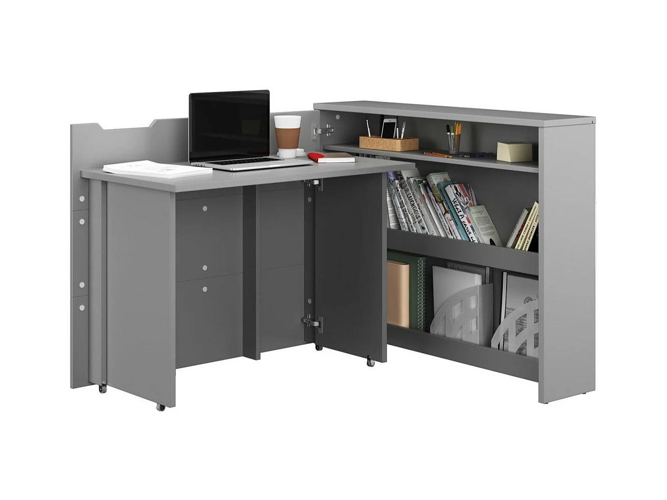 Bureau d'angle Concept Pro Lenart Levfere 158, Angulaire, 93x136x115cm, Gris