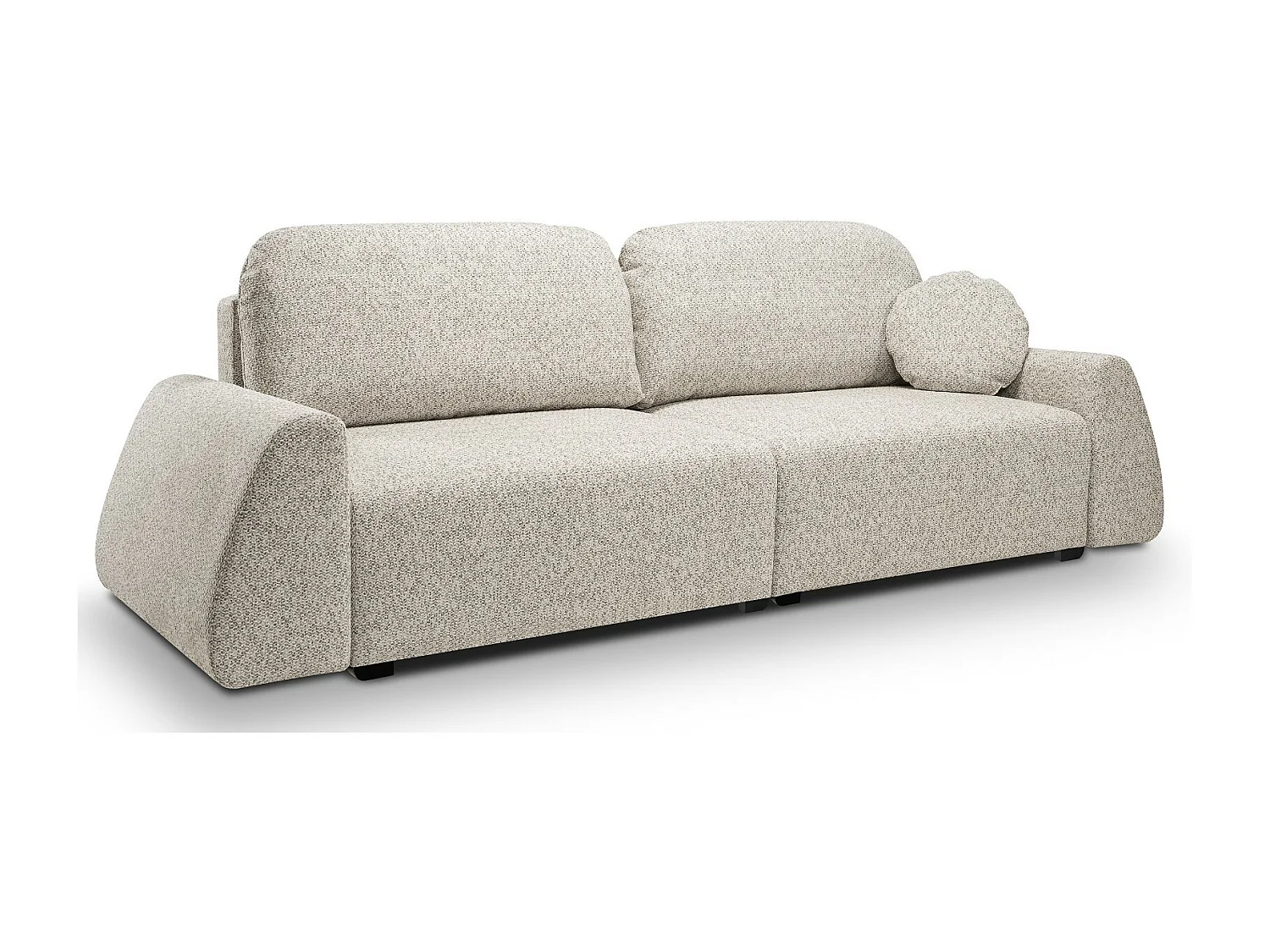 Canapé-lit ALMI avec couchage 120x200 cm, coffre, tissu Excite Me, accoudoirs trapèze, style scandinave, 260x100x80 cm, beige