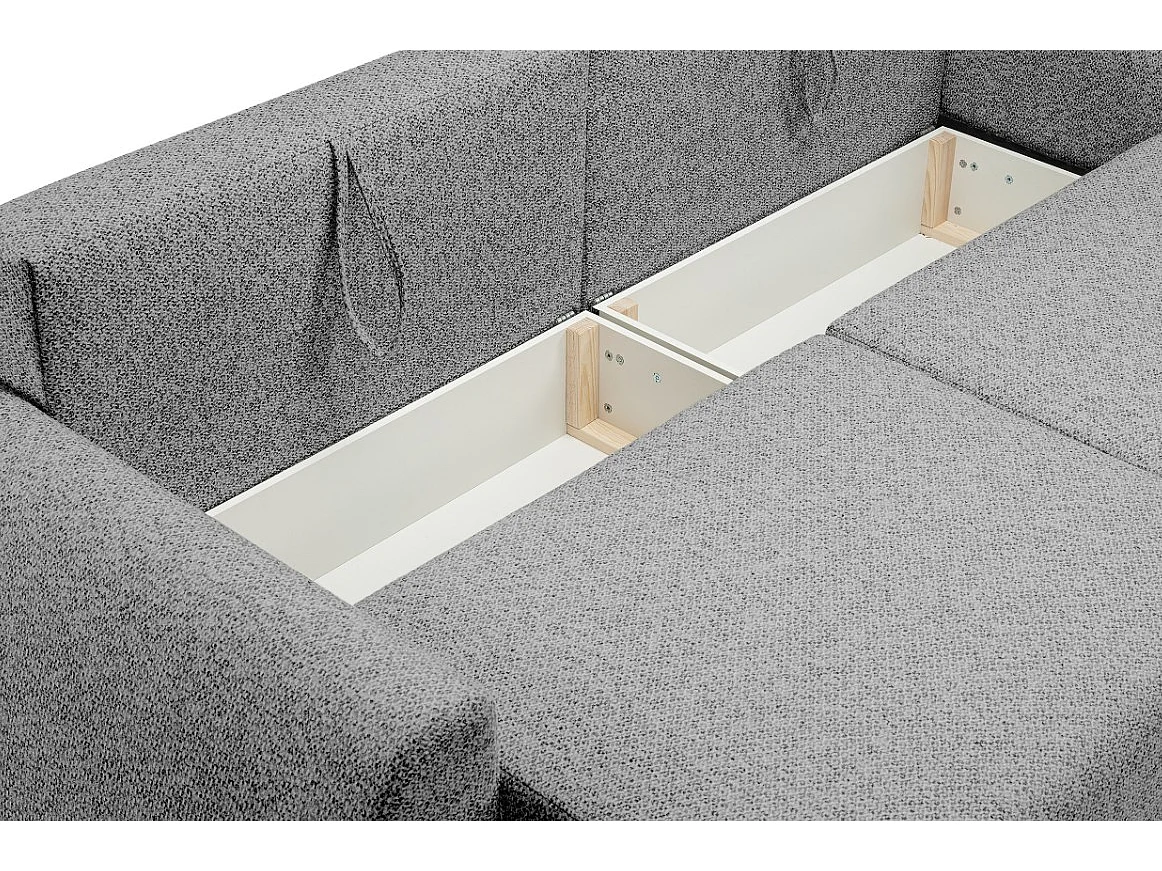 Canapé-lit ALMI avec couchage 120x200 cm, coffre, tissu Excite Me, accoudoirs trapèze, style scandinave, 260x100x80 cm, gris