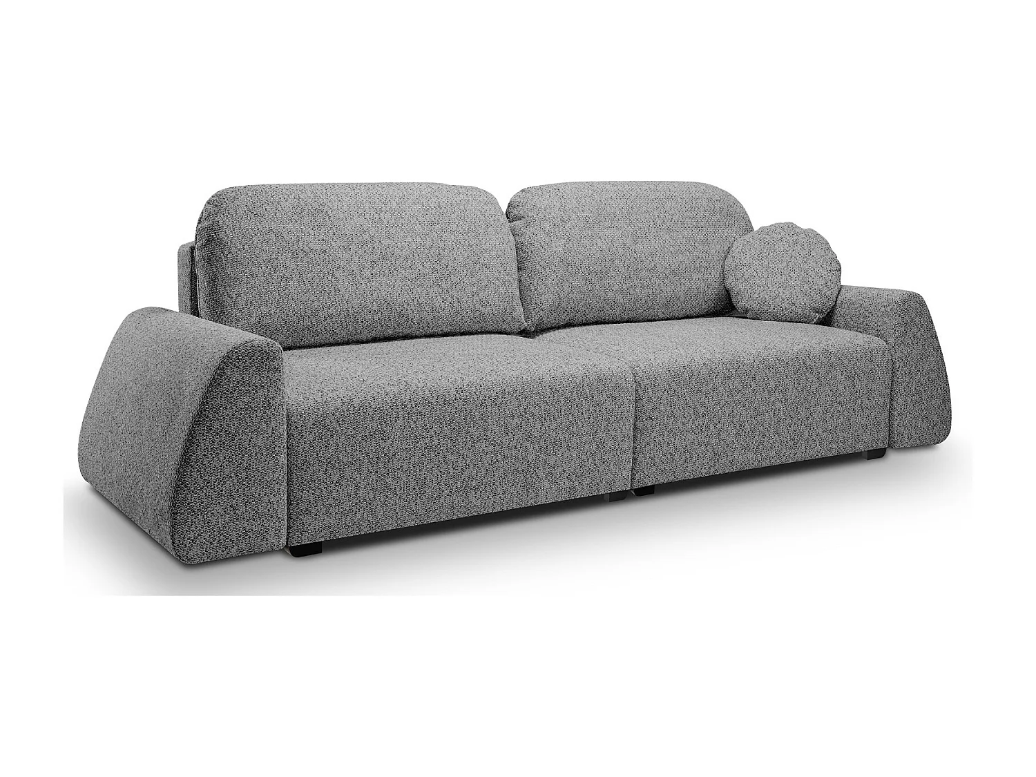 Sofa rozkładana ALMI 120x200cm z funkcją spania pojemnik na pościel tkanina Excite Me trapezowe podłokietniki skandynawski styl 260x100x80cm szary