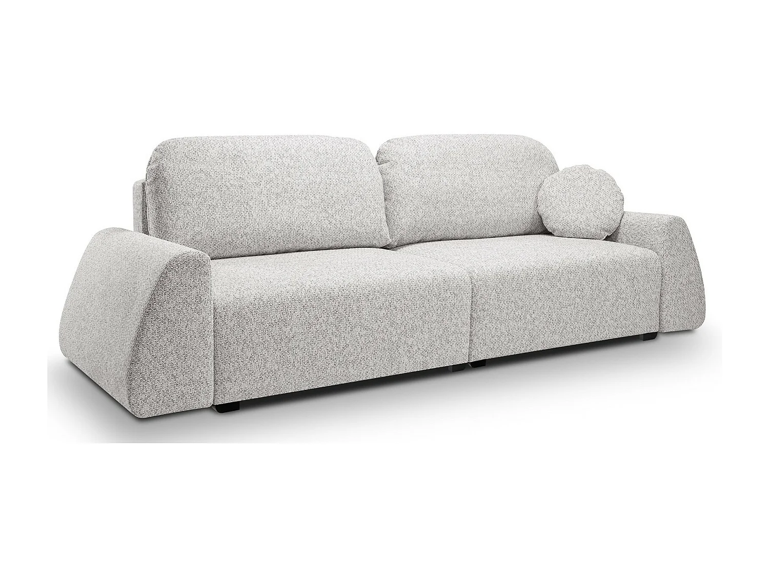 Canapé-lit ALMI avec couchage 120x200 cm, coffre, tissu Excite Me, accoudoirs trapèze, style scandinave, 260x100x80 cm, frêne