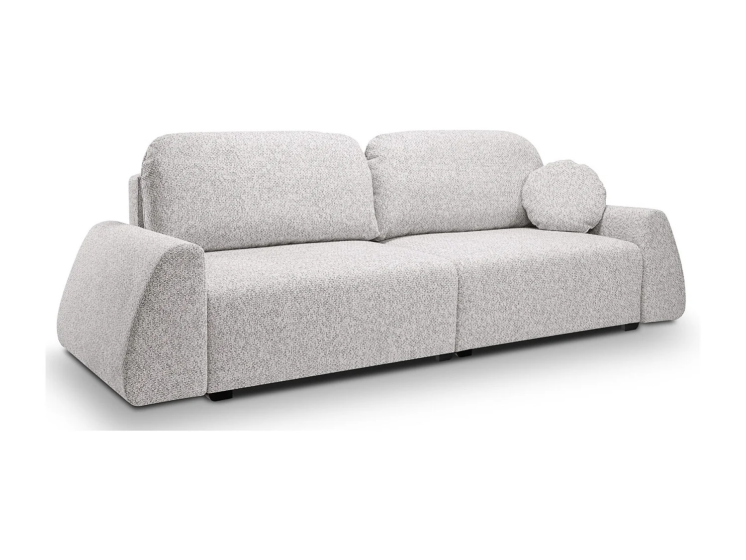 Canapé-lit ALMI avec couchage 120x200 cm, coffre, tissu Excite Me, accoudoirs trapèze, style scandinave, 260x100x80 cm, frêne