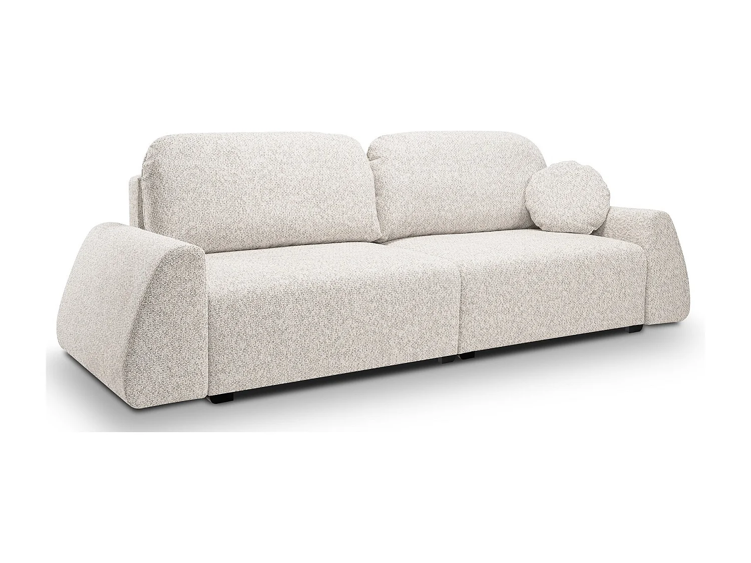 Canapé-lit ALMI avec couchage 120x200 cm, coffre, tissu Excite Me, accoudoirs trapèze, style scandinave, 260x100x80 cm, beige clair