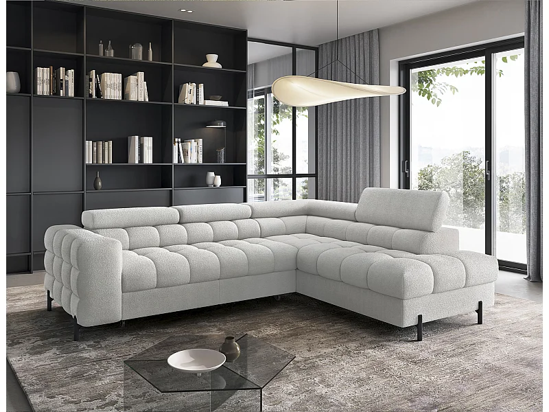 Canapé d'angle Latina R/revêtement tissu-Boulcé/Blanc