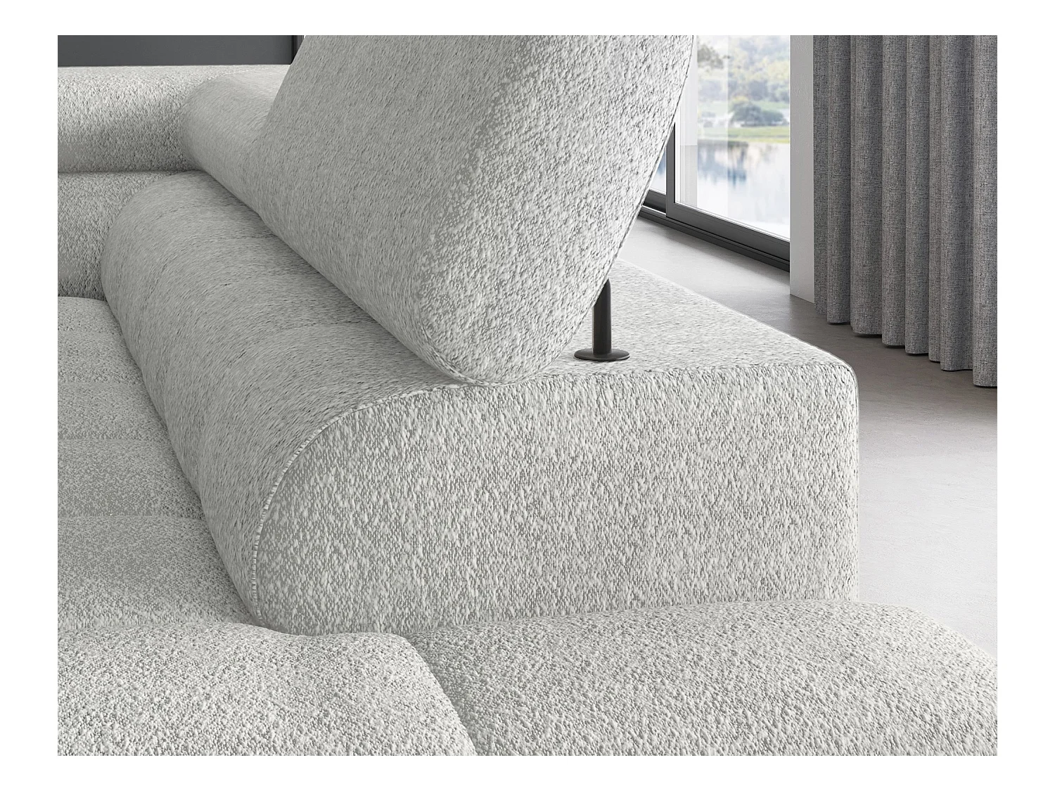 Canapé d'angle Latina R/revêtement tissu-Boulcé/Blanc