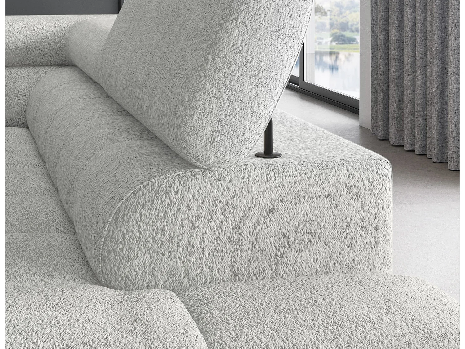 Canapé d'angle Latina R/revêtement tissu-Boulcé/Blanc