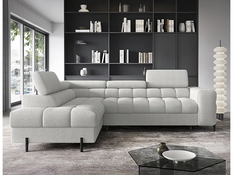 Canapé d'angle Latina L/revêtement tissu-Bouclé/Gris